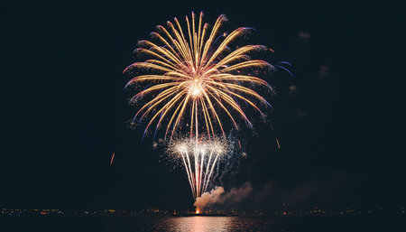 Atmospheric night scenes featuring vibrant bonfires and celebratory fireworks in a natural forest...