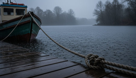 Atmospheric rainy weather scenes featuring wet urban streets  misty forests  and natural reflections.