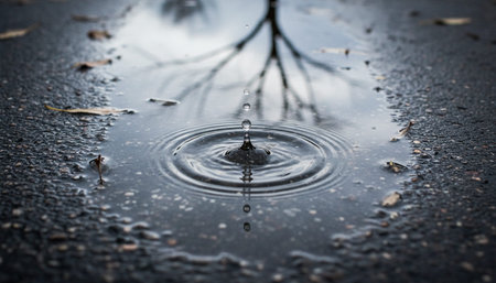 Atmospheric rainy weather scenes featuring wet urban streets  misty forests  and natural reflections.
