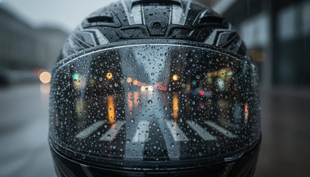 Atmospheric rainy weather scenes featuring wet urban streets  misty forests  and natural reflections.