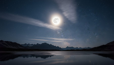 Majestic scenic landscapes under breathtaking celestial skies with galaxies, rainbows, and vibrant sunsets.