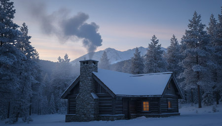 Cinematic atmospheric nature landscapes featuring cozy cabins, outdoor camping scenes, and ethereal light effects.