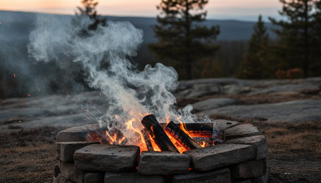 Cinematic atmospheric nature landscapes featuring cozy cabins, outdoor camping scenes, and ethereal light effects.