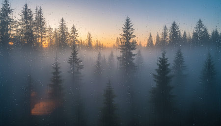 Cinematic atmospheric nature landscapes featuring cozy cabins, outdoor camping scenes, and ethereal light effects.