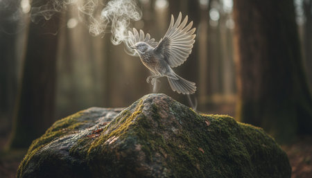 Cinematic atmospheric nature landscapes featuring cozy cabins, outdoor camping scenes, and ethereal light effects.
