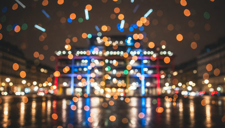 Magical night atmosphere with decorative lights, festive celebrations, and romantic scenery.