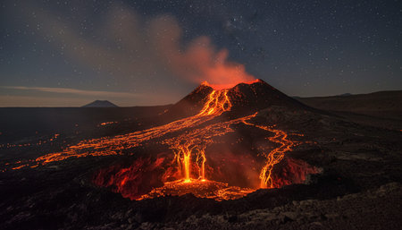 Outdoor Night Scene with Fire and Light