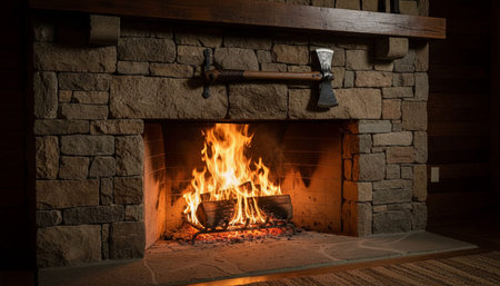 Outdoor Night Scene with Fire and Light