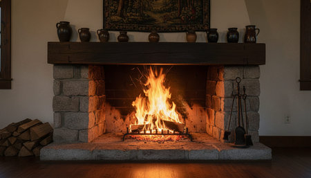 Outdoor Night Scene with Fire and Light