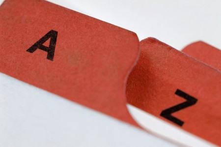 Red file cards A and Zの写真素材