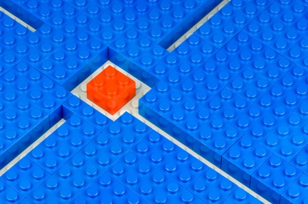 Pathes trough blue building blocksの写真素材