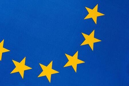 Part of a european flag with six yellow starsの写真素材