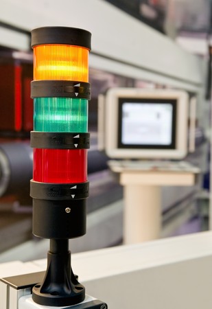 Warning light on a processing machine