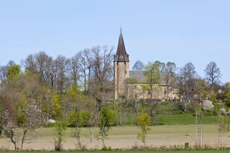 Old stone church Husaby in Swedenの写真素材