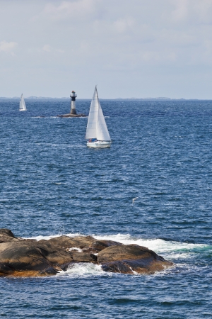 Sailboats in the summer archipelagoの写真素材