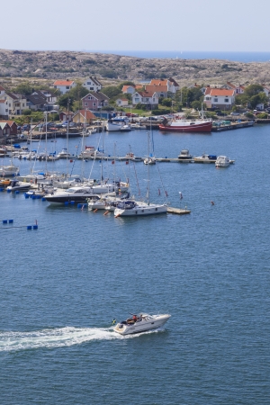 Motorboat on the sea archipelago on the swedish west coastの写真素材