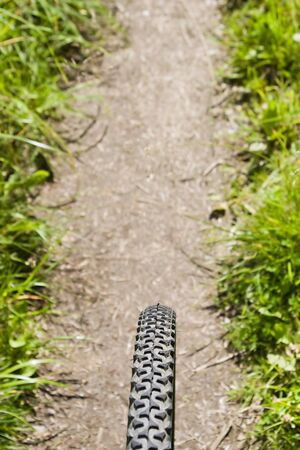 Bicycle tire on a mountain bikeの写真素材