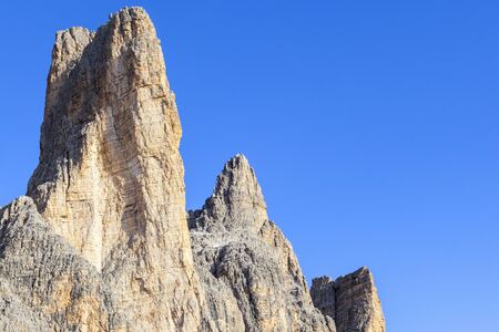 Drei Zinnen mountain peaks in dolomitesの写真素材