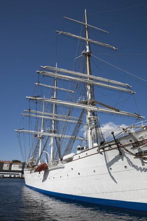 Tall ship barque in harbour