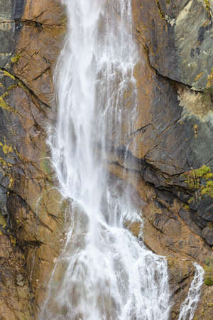 High waterfall on a rock wallの写真素材