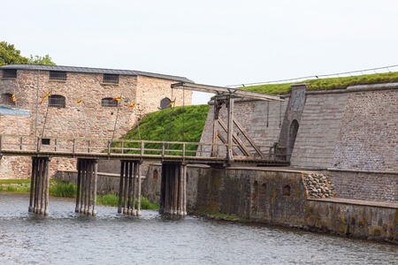 Drawbridge at the moat to the castleの写真素材