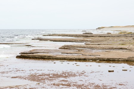 Seashore with limestone rocksの写真素材