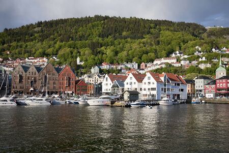 View over Bergen in Norwayのeditorial素材