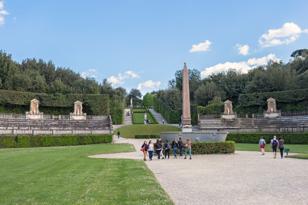 People who walk in the Boboli Gardens in Florenceのeditorial素材