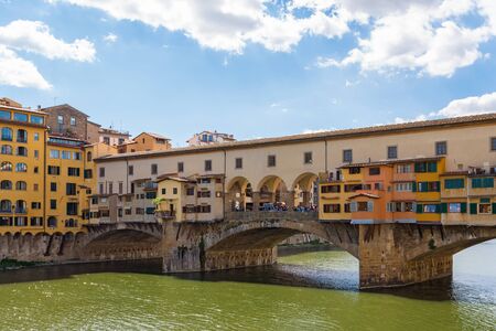 Ponte Vecchio bridge over the Arno Riverの写真素材