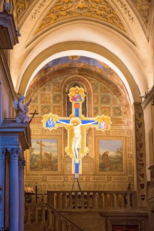 Crucifix with Jesus in Chiesa di Ognissanti church in Florence, Italyのeditorial素材