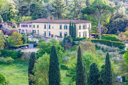 Villa with garden in Italian countrysideのeditorial素材