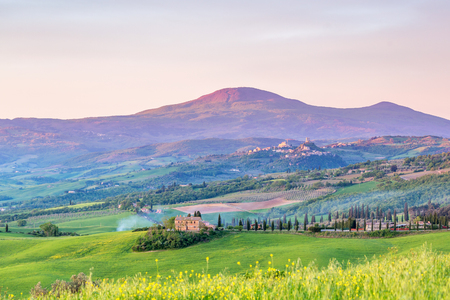 Tuscany landscape view at sunriseのeditorial素材