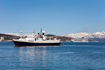 Cruise ship in Tromso harborのeditorial素材