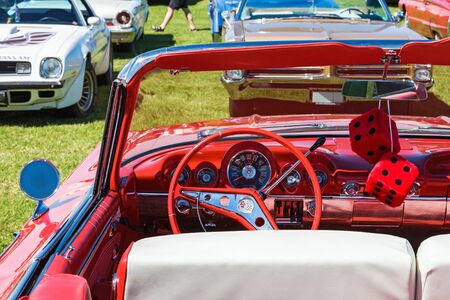 Impala convertible interior with red diceのeditorial素材