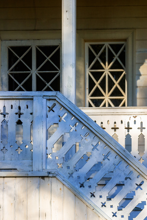 Patterned Staircase to a terrace of an old houseの写真素材