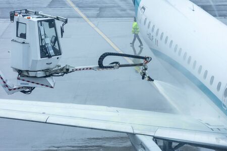 Aircraft that is de-iced before flight