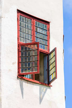 Open windows on a castle wall