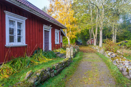 Rural country house at a road on the countrysideの写真素材