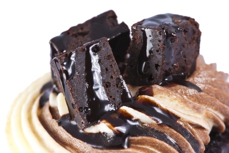 Close up Brownie topping of cup cakeの写真素材