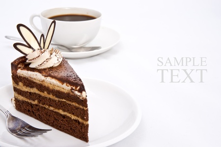 Three Layers Chocolate Cake with espresso Coffeeの写真素材