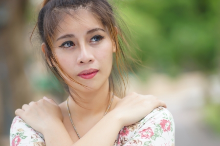 Young Asian woman outdoor portraitの写真素材