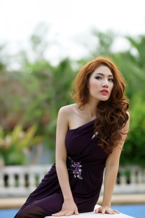 Young Asian woman outdoor portraitの写真素材