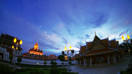 Wat Ratchanaddaram and Loha Prasat Metal Palace in Bangkok ,Thailand.
