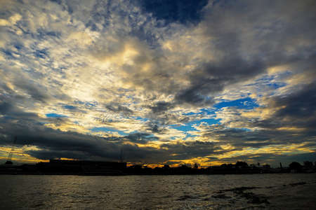 Beautiful sunset and the clouds with river.