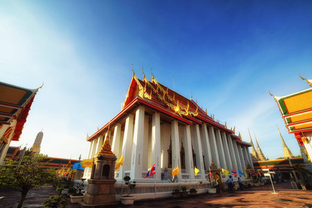 Wat Pho the thai temple in Bangkok Is a famous And has been popular with tourists the world over.の写真素材