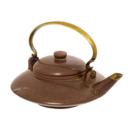 Dark brown teapot isolated on white background.の写真素材