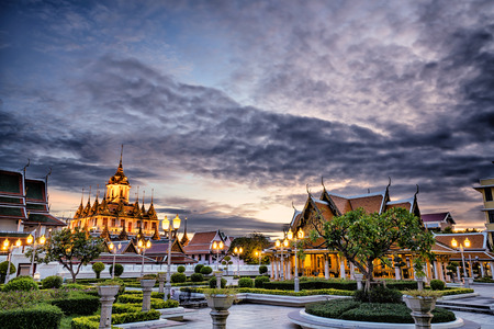 Loha Prasat Metal Palace in Wat ratchanadda, Bangkok, Thailand, HDR High Dynamic Range