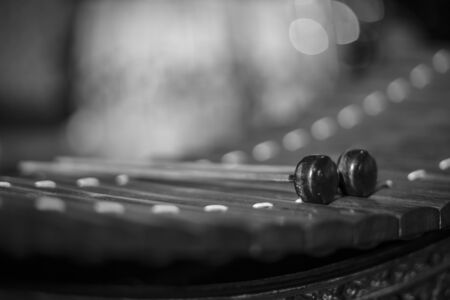 Still life of Thai Xylophone, seclective focus, Black and white imageの写真素材