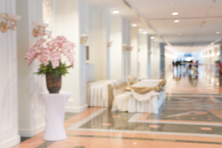 Blurred photo of corridor in modern building, background usesの写真素材