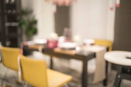 Blurred image of dining room for background usesの写真素材